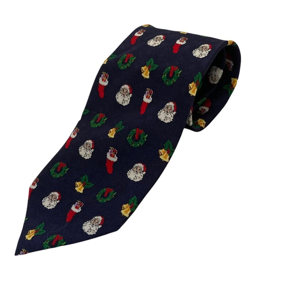 Cape Cod Neckwear Christmas Santa novelty print 100% silk neck tie